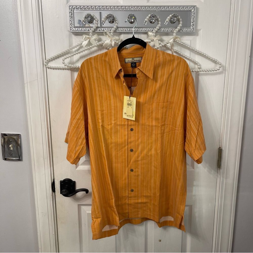 NEW Orange Tommy Bahama 100% Silk Button Down Polo